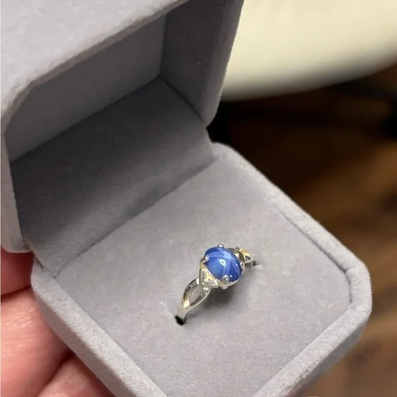 Beautiful Linde 6 Rays Blue Star Sapphire in 925 Sterling Silver Ring Size 5.5 - Picture 3 of 6